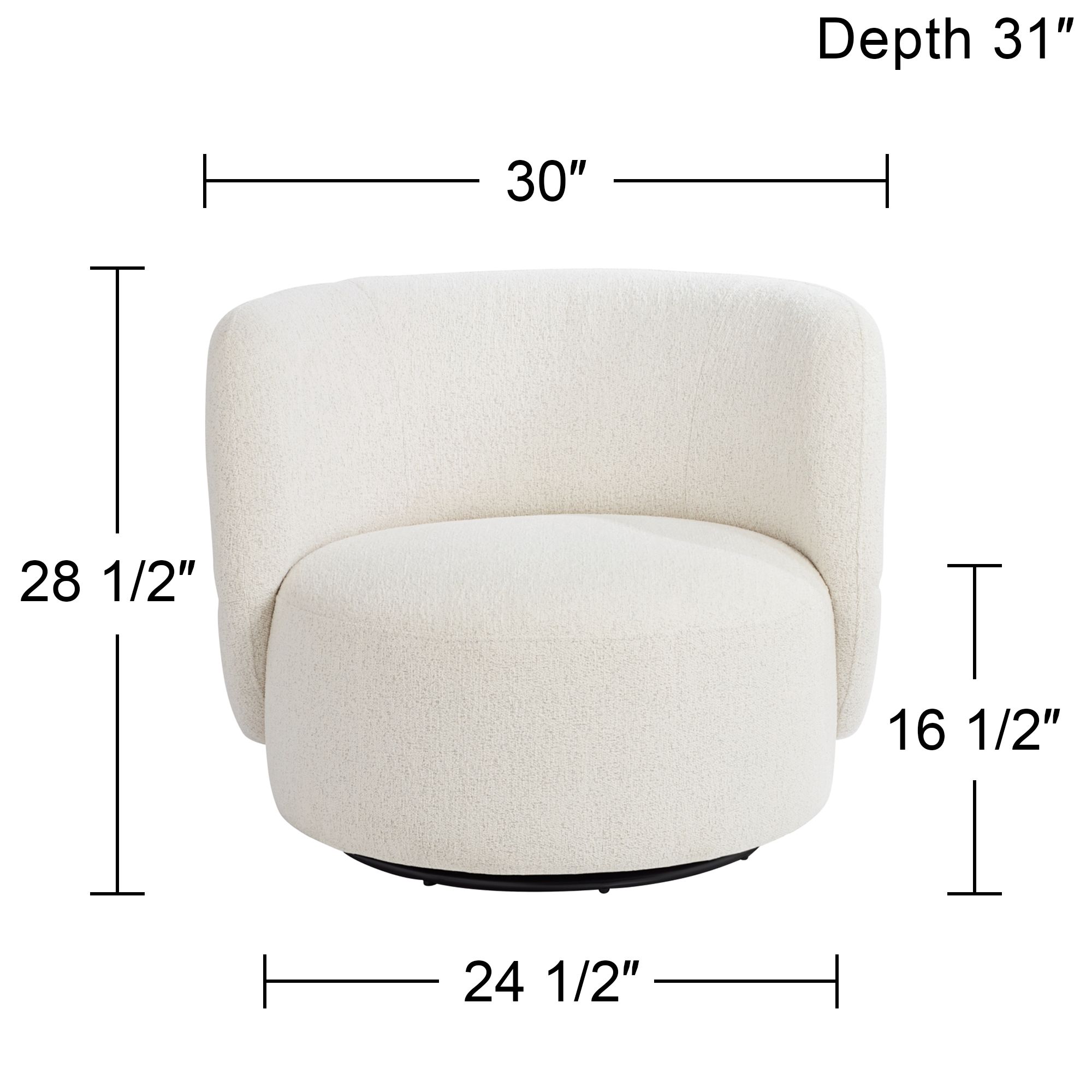 Fontana 36" Wide Off-White Nubby Fabric Occasional Swivel Chair