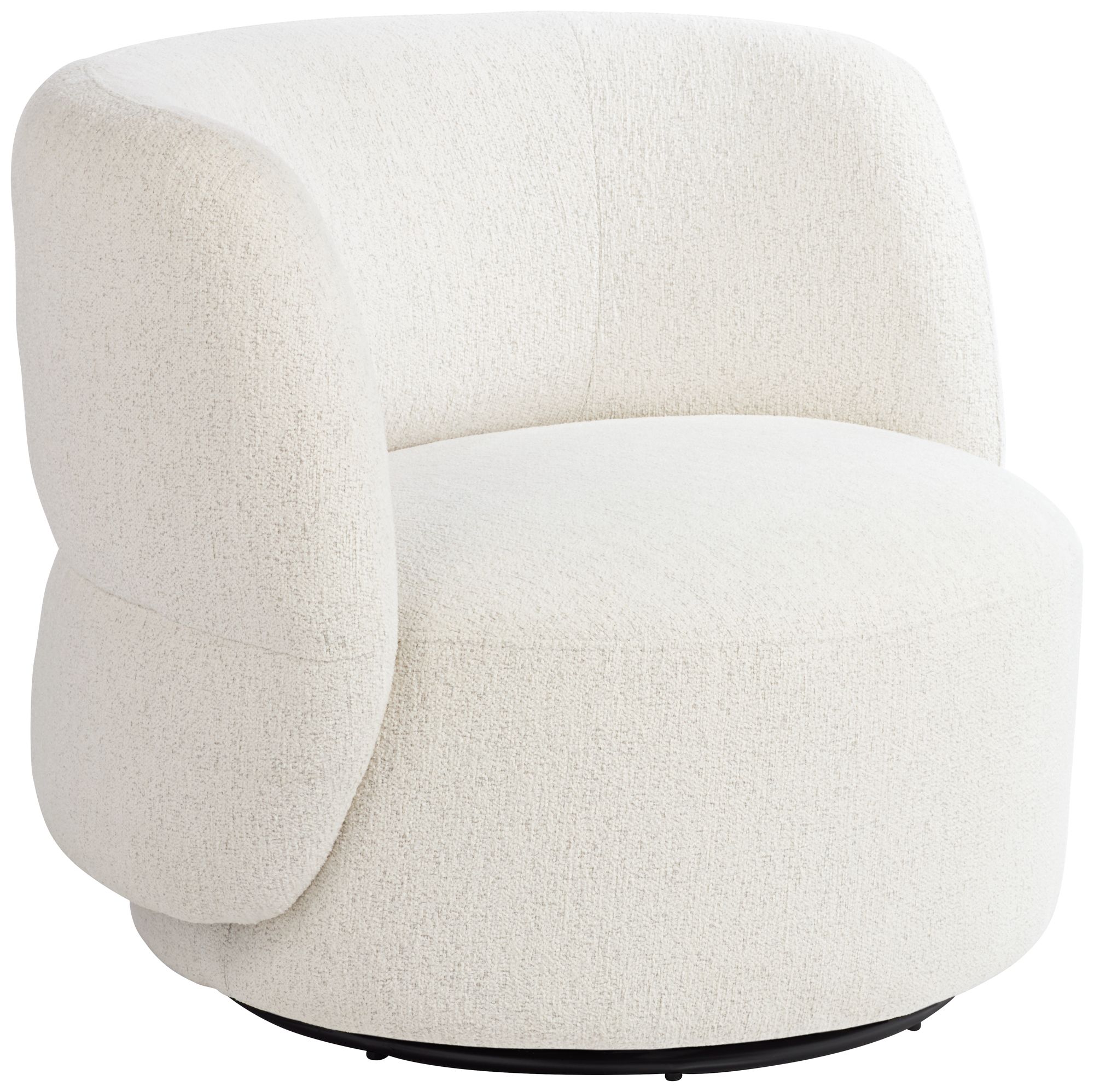 Fontana 36" Wide Off-White Nubby Fabric Occasional Swivel Chair