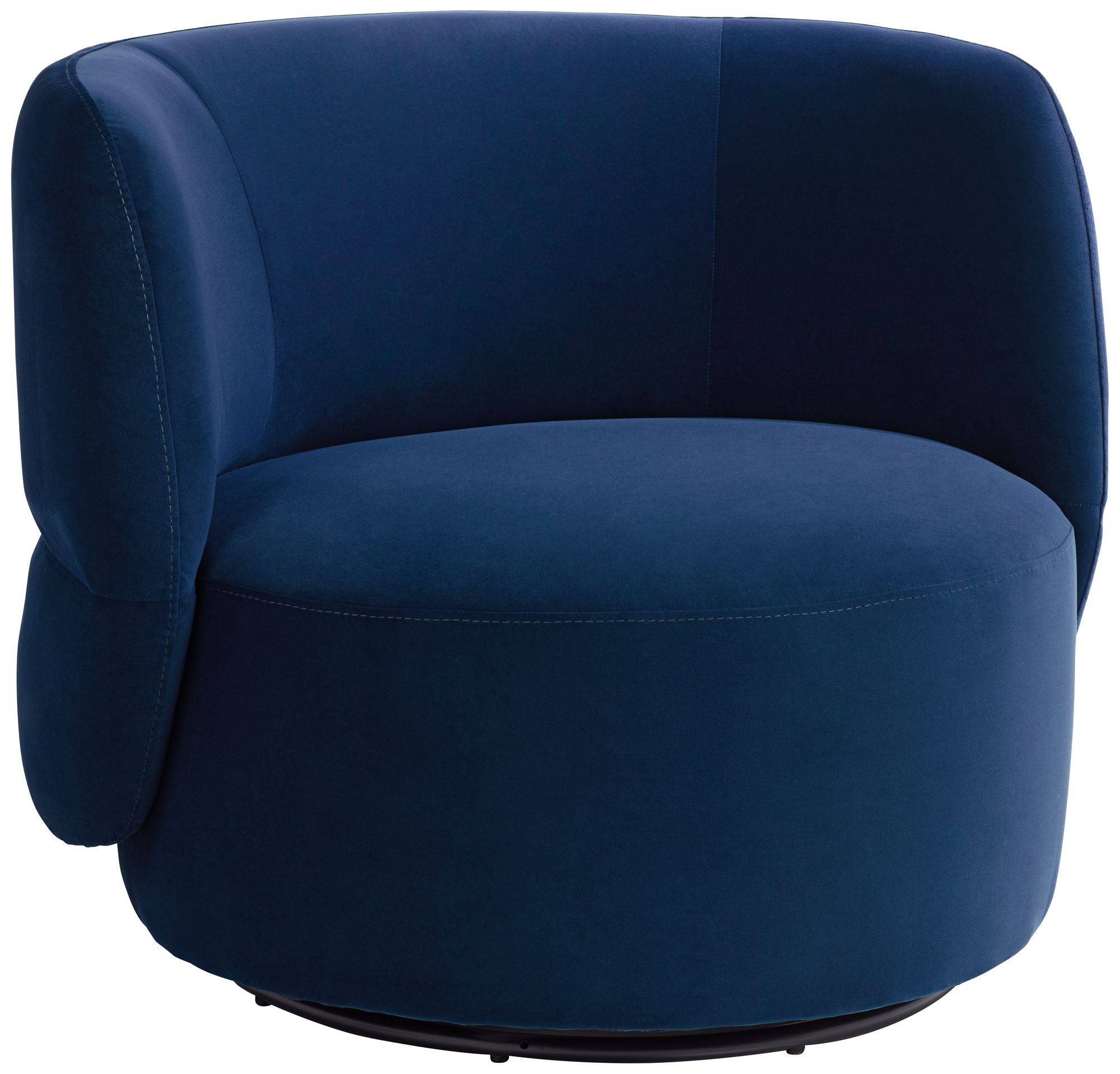 Image 2 Fontana 36" Wide Prussian Blue Velvety Fabric Occasional Swivel Chair