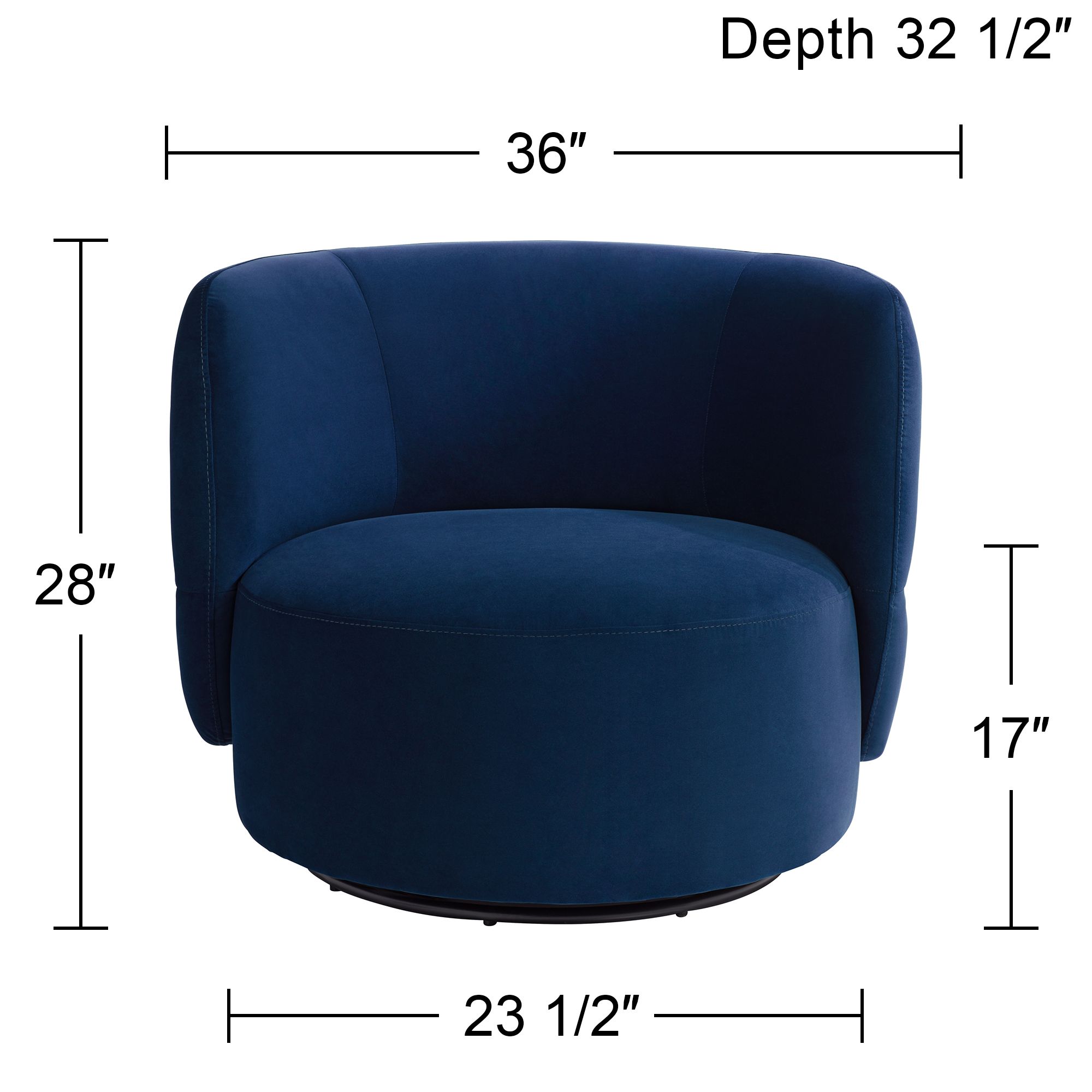 Fontana 36" Wide Prussian Blue Velvety Fabric Occasional Swivel Chair