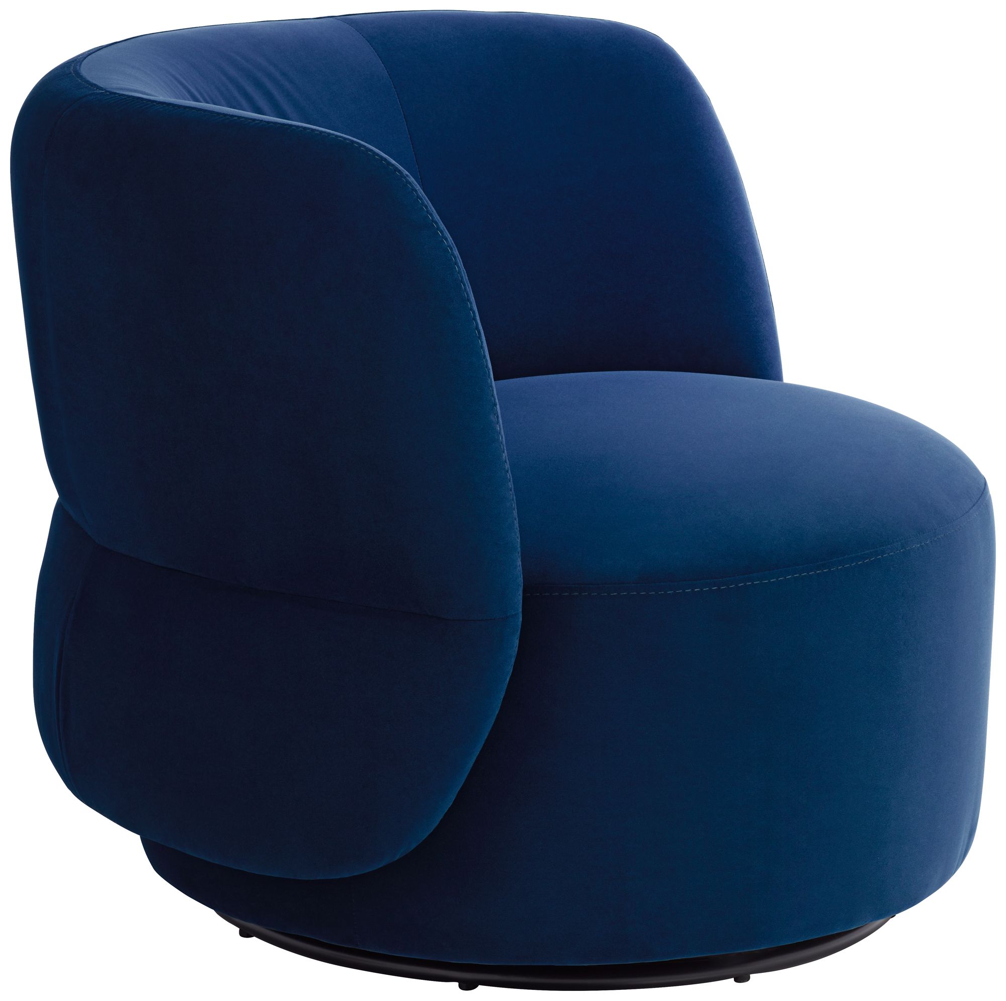 Fontana 36" Wide Prussian Blue Velvety Fabric Occasional Swivel Chair