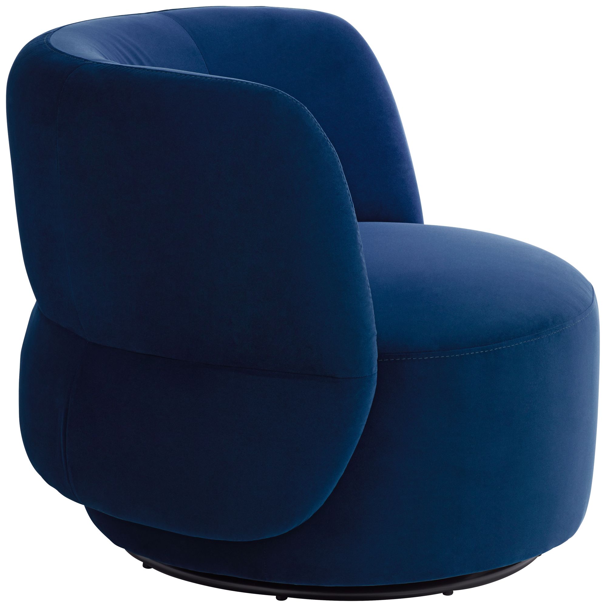 Fontana 36" Wide Prussian Blue Velvety Fabric Occasional Swivel Chair