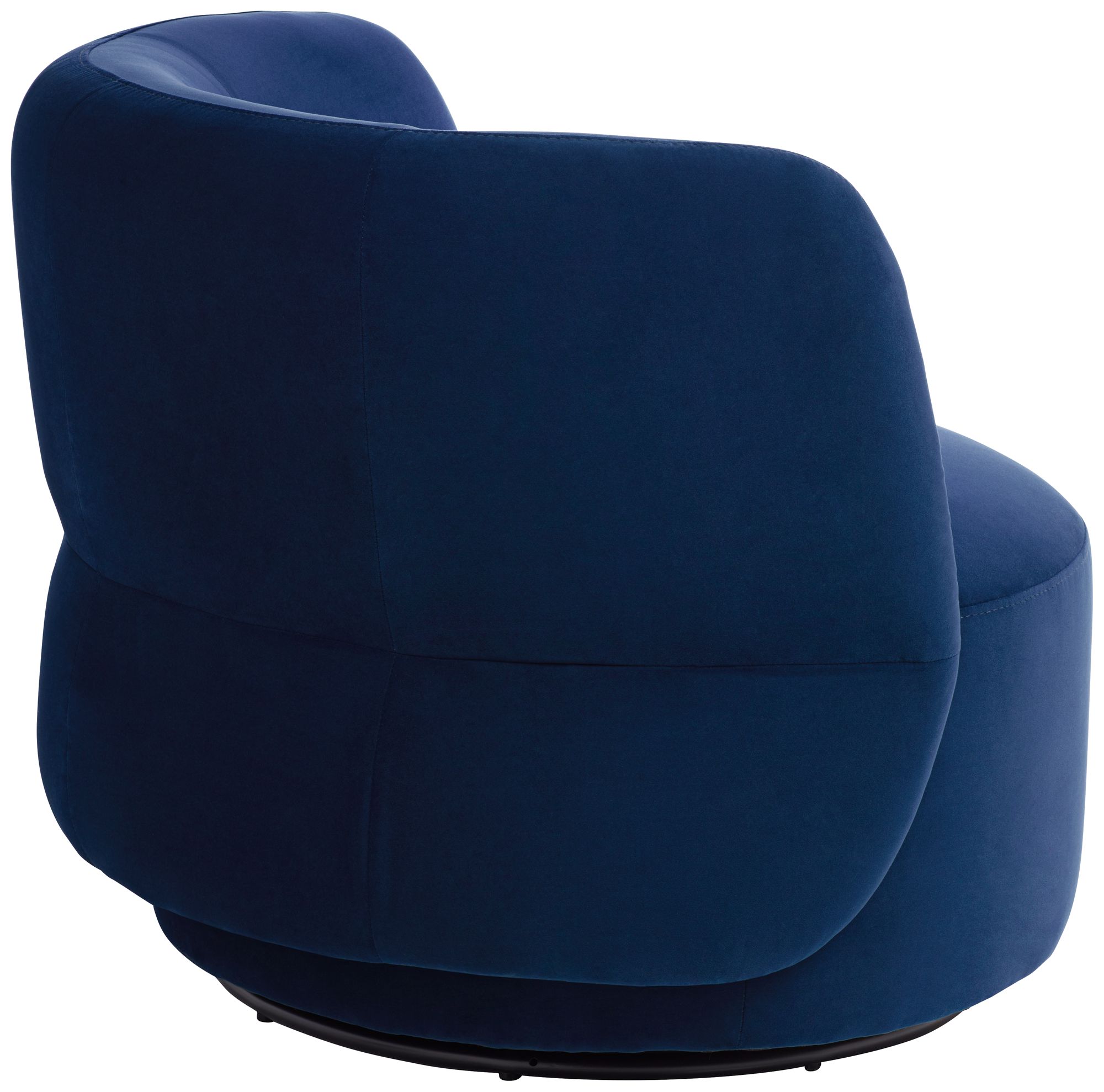 Fontana 36" Wide Prussian Blue Velvety Fabric Occasional Swivel Chair