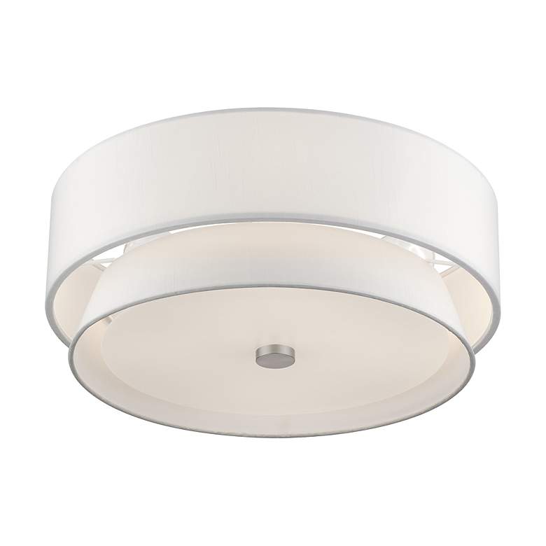 Image 4 Fontana 4 Light Brushed Nickel Large Semi-Flush with Off-White Shades more views