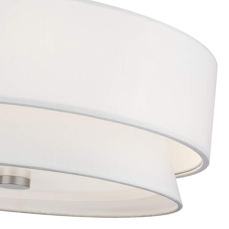 Image 6 Fontana 4 Light Brushed Nickel Large Semi-Flush with Off-White Shades more views