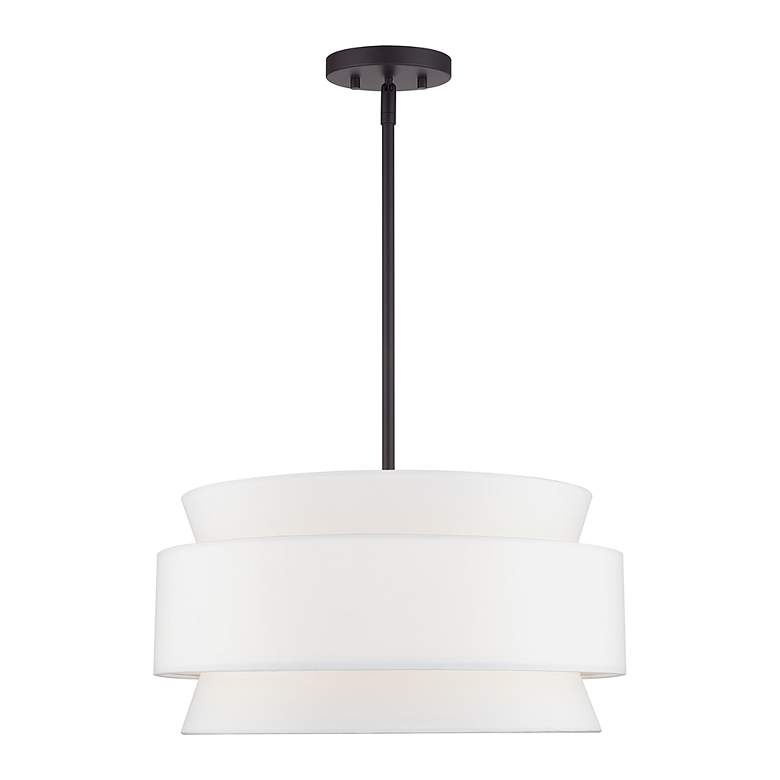 Image 3 Fontana 4 Light Pendant Chandelier with Off-White Fabric Shade more views