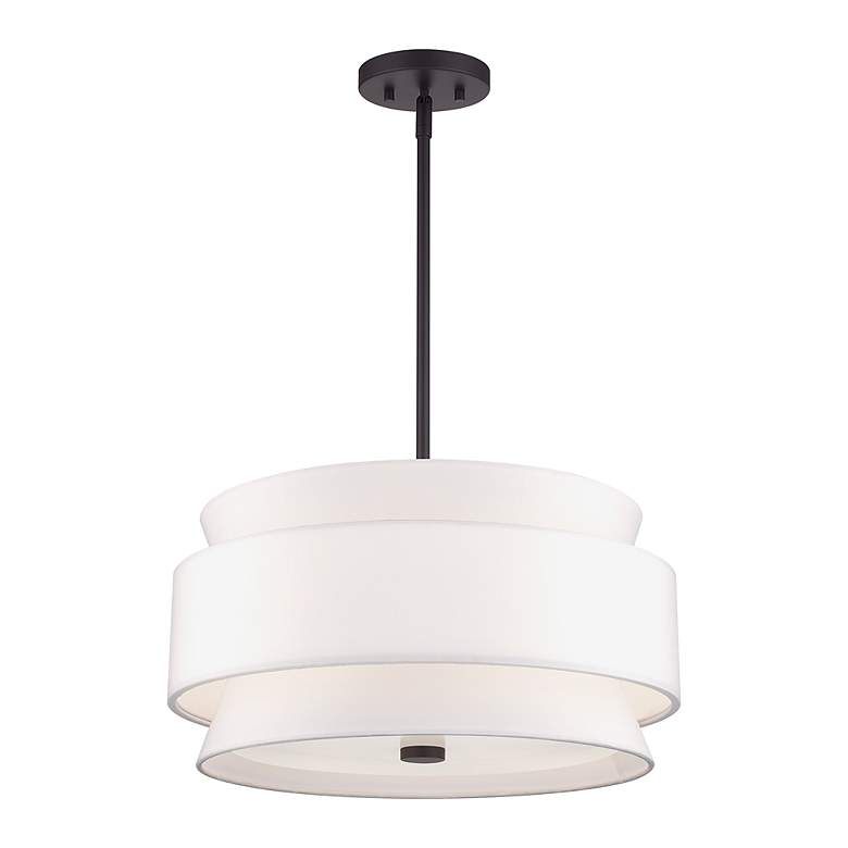 Image 4 Fontana 4 Light Pendant Chandelier with Off-White Fabric Shade more views