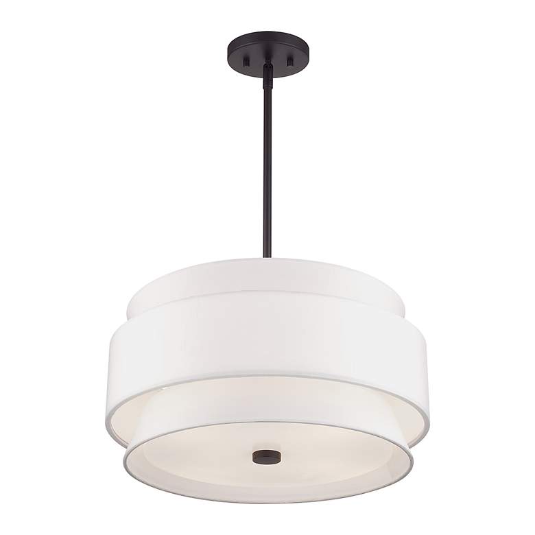 Image 5 Fontana 4 Light Pendant Chandelier with Off-White Fabric Shade more views