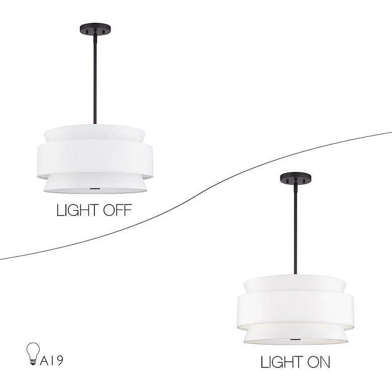 Image 7 Fontana 4 Light Pendant Chandelier with Off-White Fabric Shade more views