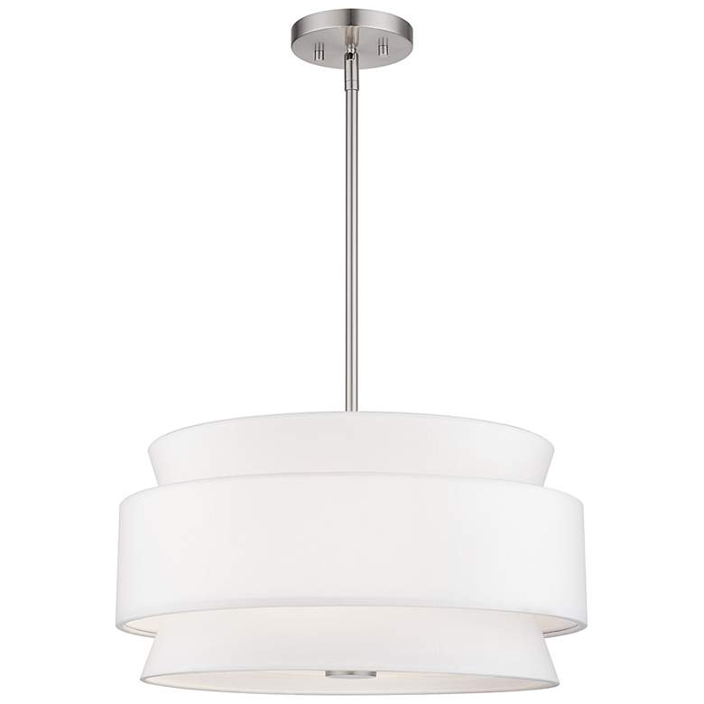 Image 2 Fontana 4 Light Pendant Chandelier with Off-White Fabric Shade