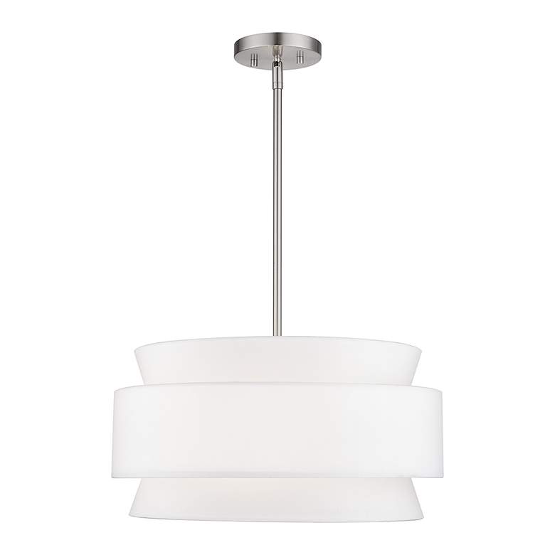 Image 3 Fontana 4 Light Pendant Chandelier with Off-White Fabric Shade more views