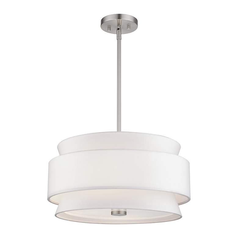 Image 4 Fontana 4 Light Pendant Chandelier with Off-White Fabric Shade more views