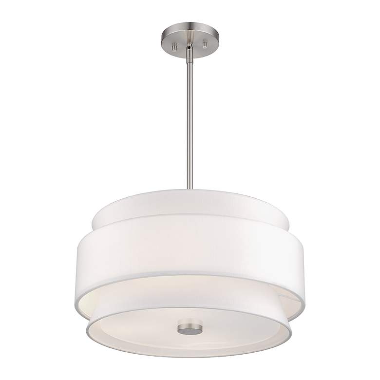Image 5 Fontana 4 Light Pendant Chandelier with Off-White Fabric Shade more views