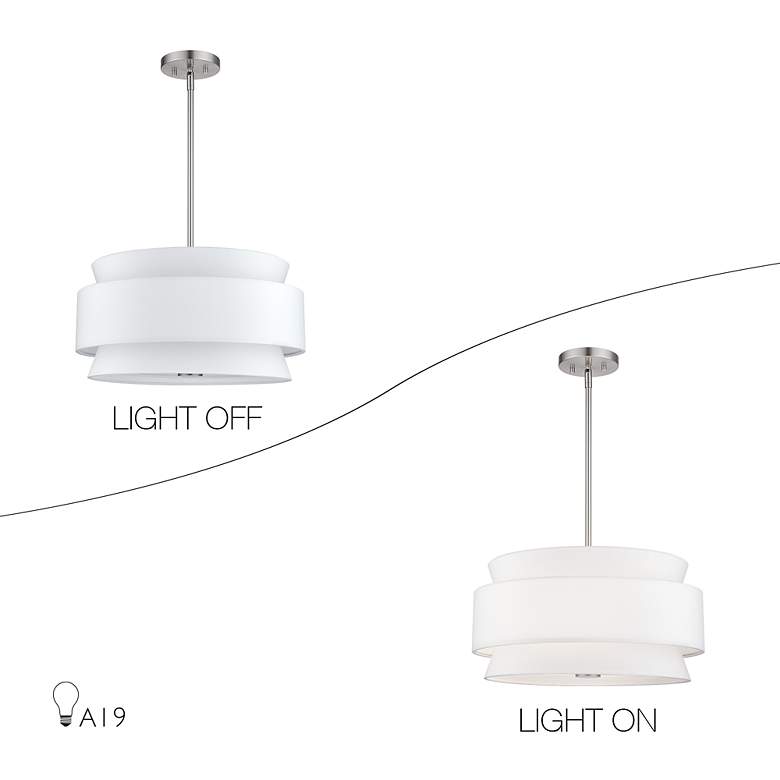 Image 6 Fontana 4 Light Pendant Chandelier with Off-White Fabric Shade more views