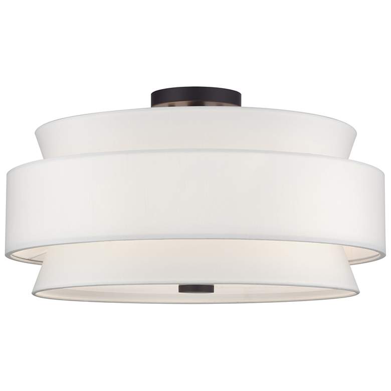Image 1 Fontana 5 Light Bronze Large Semi-Flush with Off-White Shades