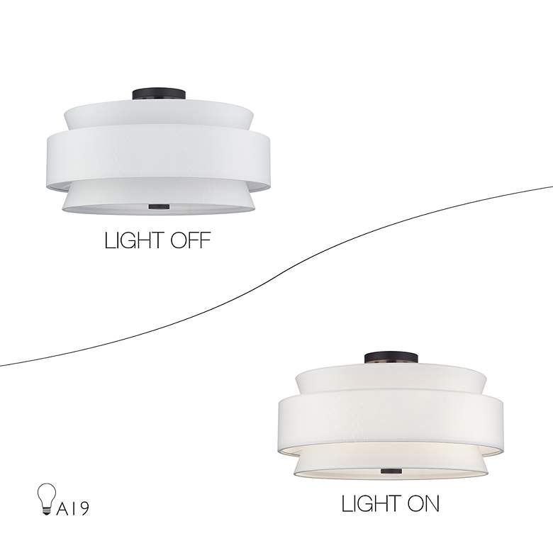 Image 7 Fontana 5 Light Bronze Large Semi-Flush with Off-White Shades more views