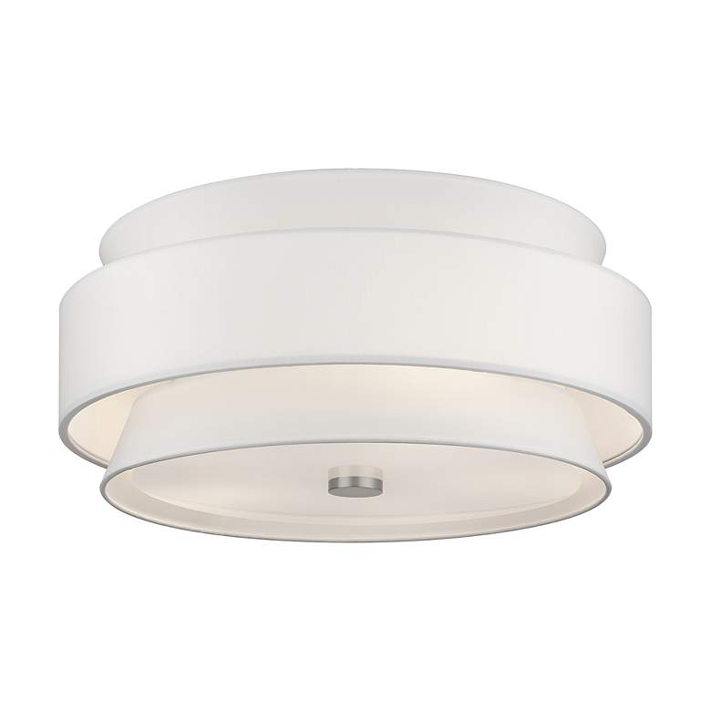 Image 3 Fontana 5 Light Brushed Nickel Large Semi-Flush with Off-White Shades more views