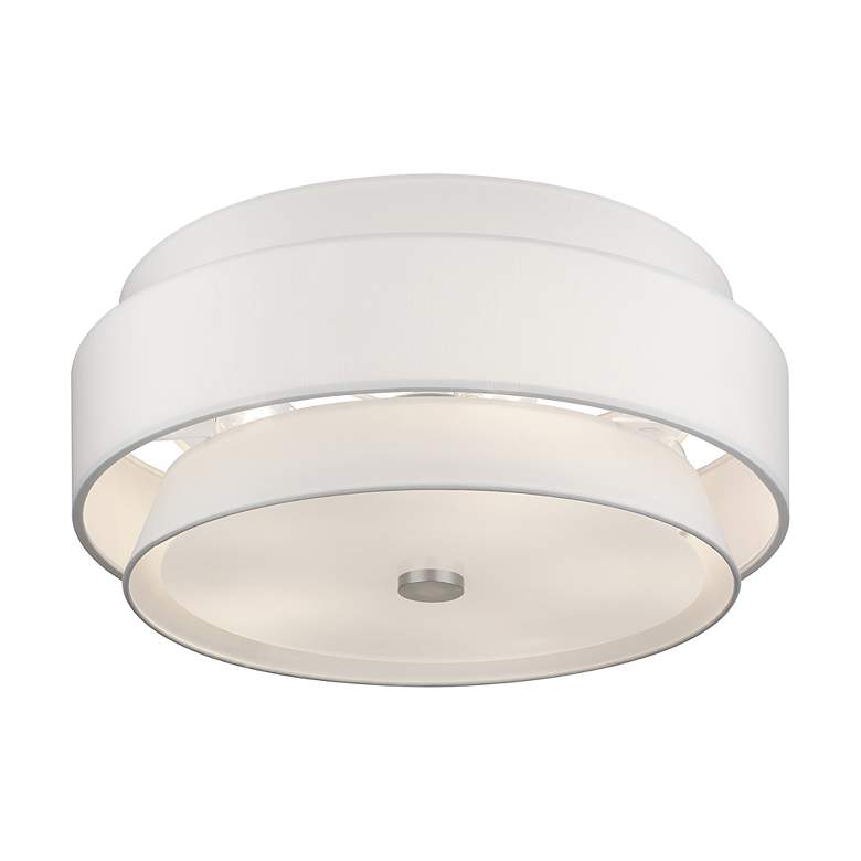 Image 4 Fontana 5 Light Brushed Nickel Large Semi-Flush with Off-White Shades more views