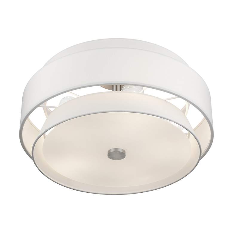 Image 5 Fontana 5 Light Brushed Nickel Large Semi-Flush with Off-White Shades more views