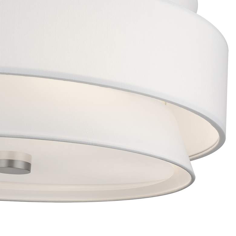 Image 6 Fontana 5 Light Brushed Nickel Large Semi-Flush with Off-White Shades more views
