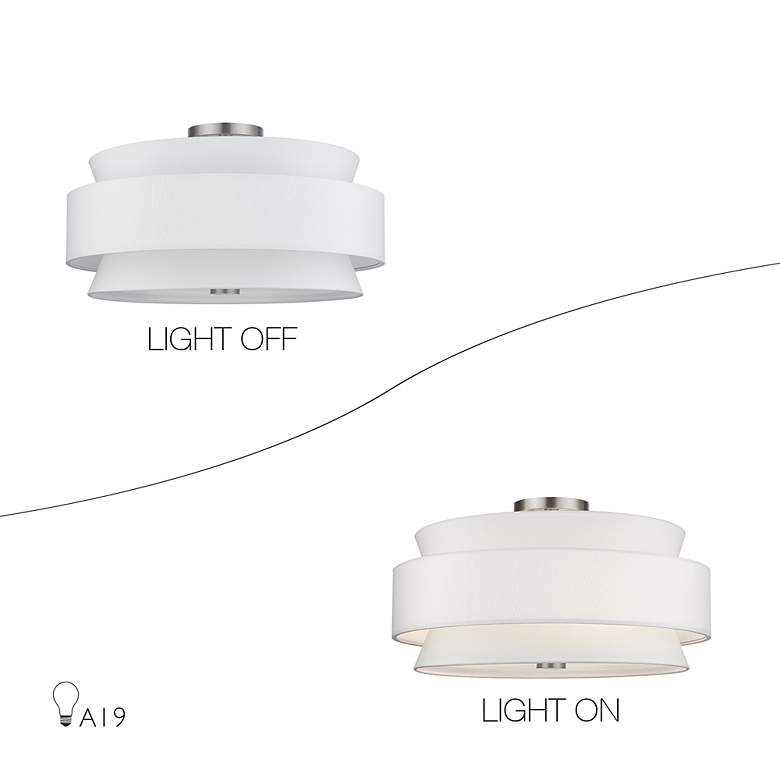 Image 7 Fontana 5 Light Brushed Nickel Large Semi-Flush with Off-White Shades more views
