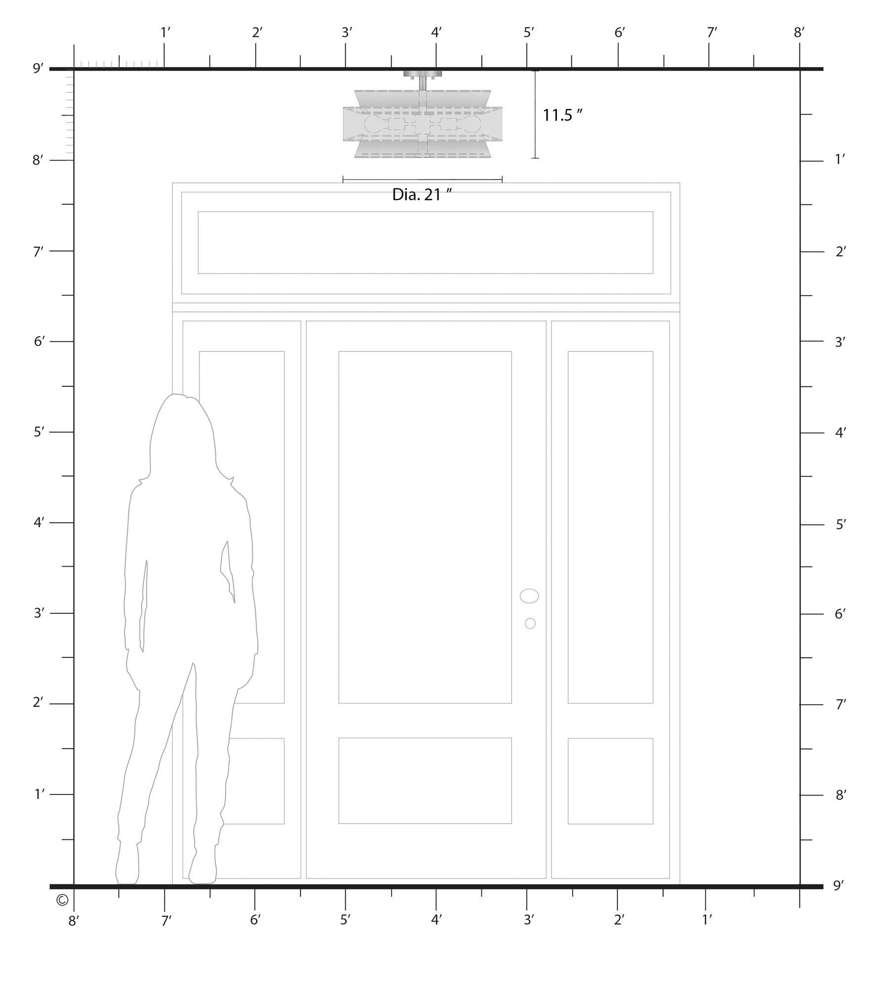 Fontana 5 Light Brushed Nickel Large Semi-Flush with Off-White Shades