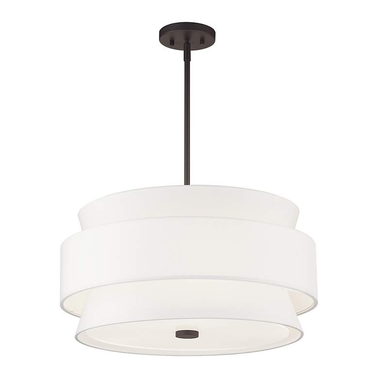 Image 4 Fontana 5 Light Pendant Chandelier with Off-White Fabric Shade more views