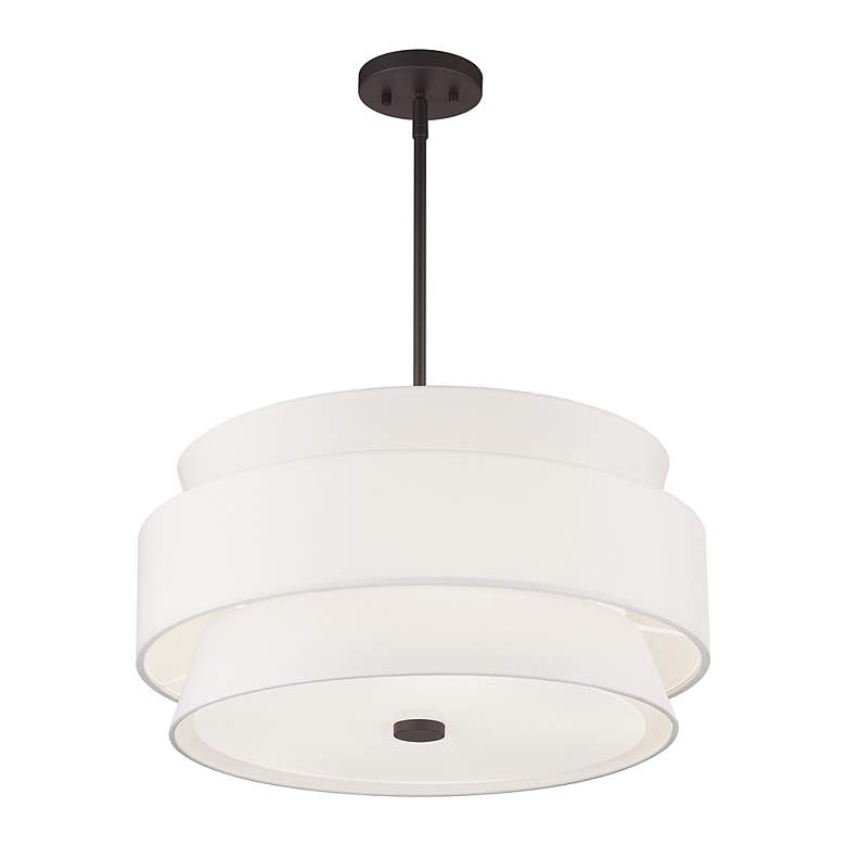 Image 5 Fontana 5 Light Pendant Chandelier with Off-White Fabric Shade more views