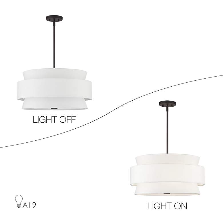 Image 7 Fontana 5 Light Pendant Chandelier with Off-White Fabric Shade more views