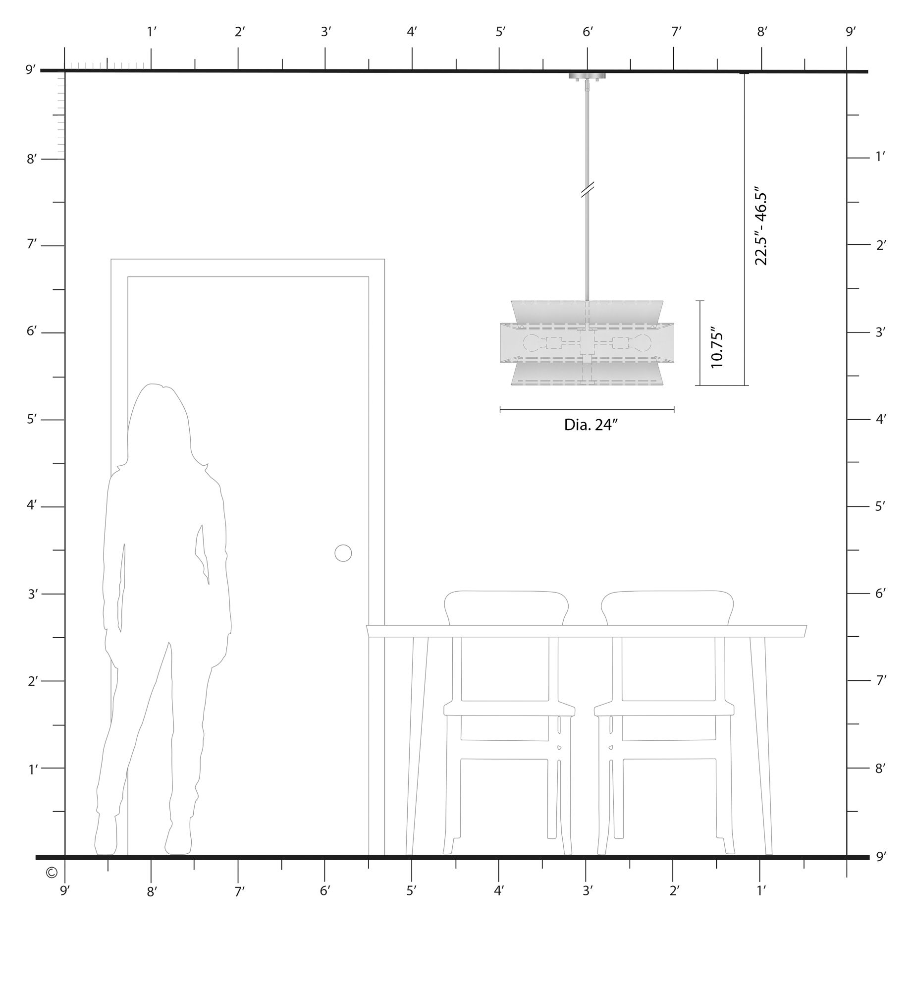 Fontana 5 Light Pendant Chandelier with Off-White Fabric Shade