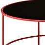 Fontayn 36" Wide Red Metal Black Glass Round Coffee Table