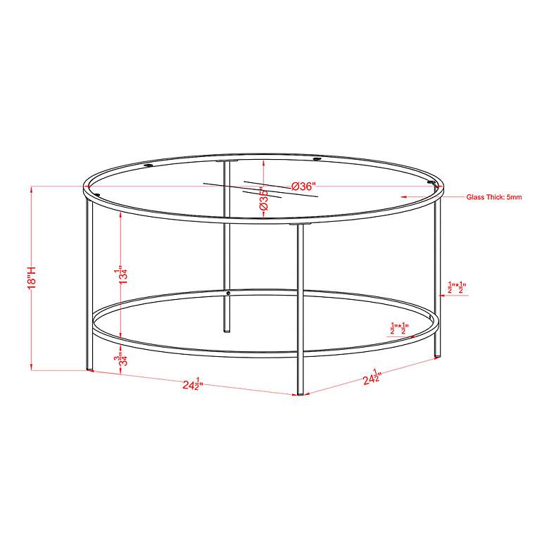 Image 5 Fontayn 36" Wide Red Metal Black Glass Round Coffee Table more views