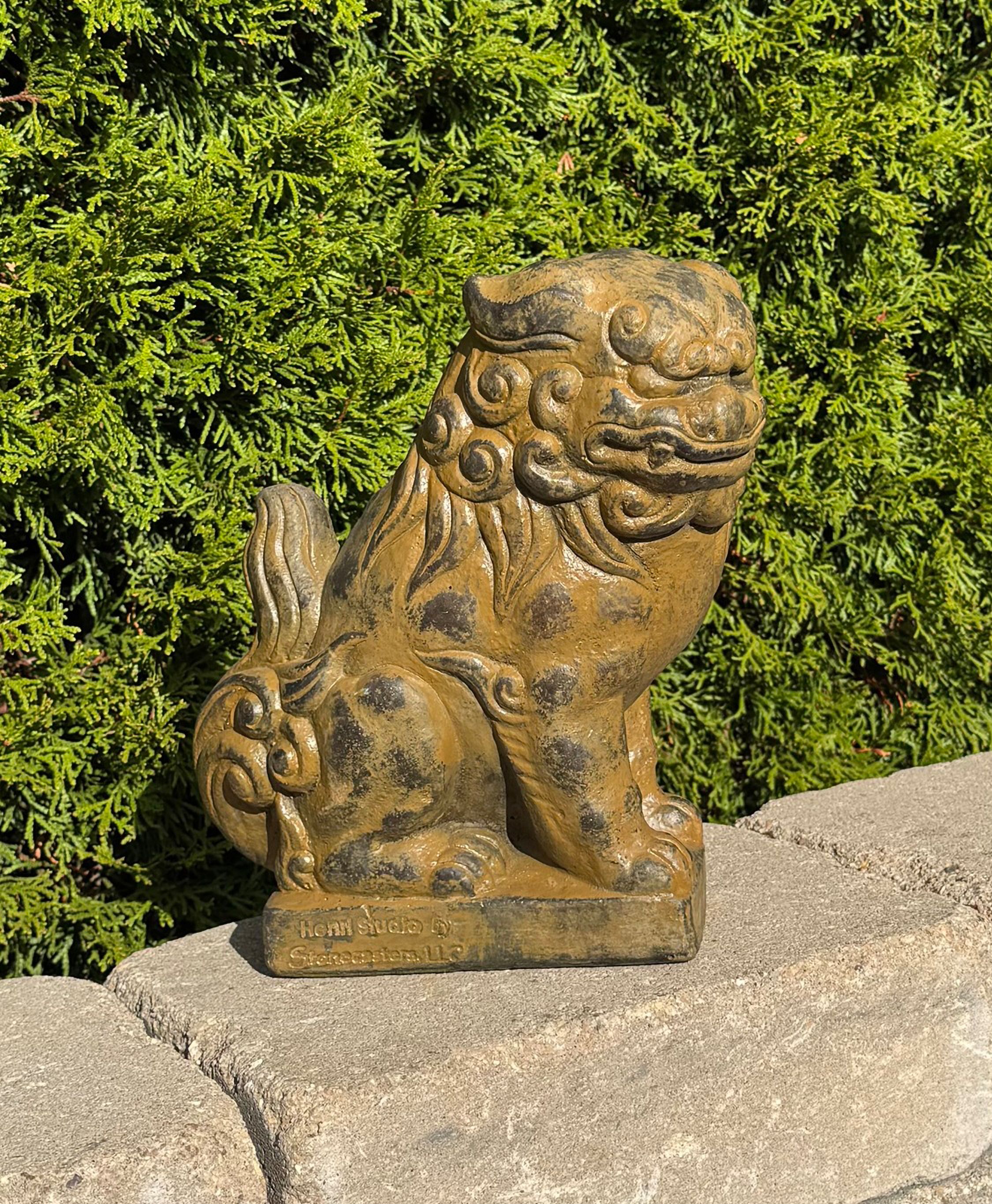 Three Foo Dogs 20" High Sandstone Outdoor Bird Bath 22T98 Lamps Plus