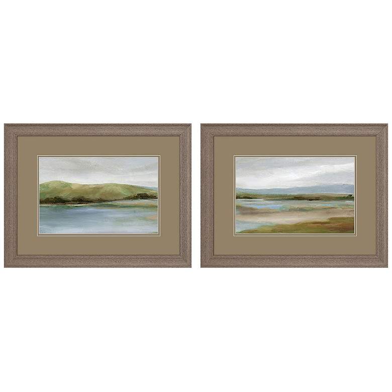 Image 2 Foothills with Lake 27"W x 21"H Framed Art Set of 2