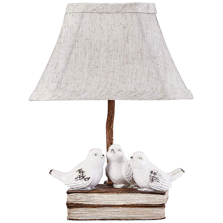 Image 1 For the Birds Book Club 12 inch High Rustic Cottage Accent Table Lamp