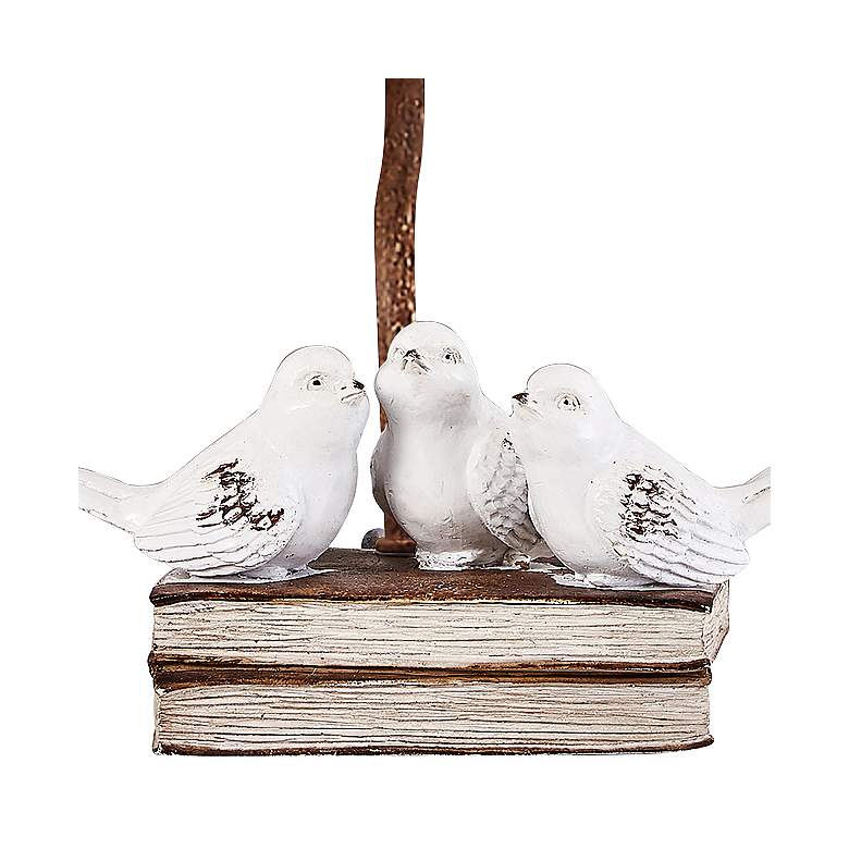 Image 3 For the Birds Book Club 12 inch High Rustic Cottage Accent Table Lamp more views