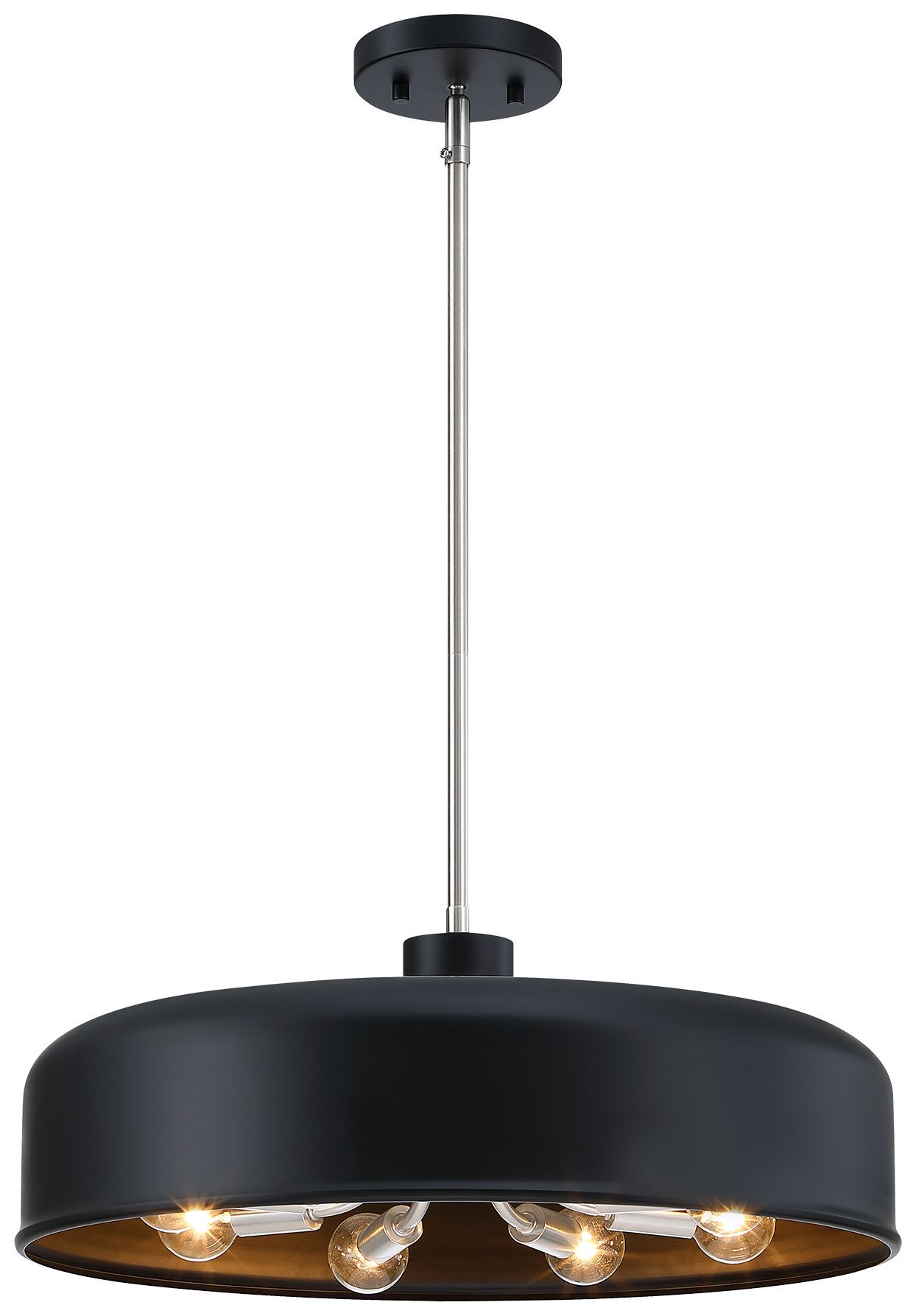 Image 4 Forbidden Springs 60 Watt 8-Light Matte Black Down Pendant Light with Shade more views