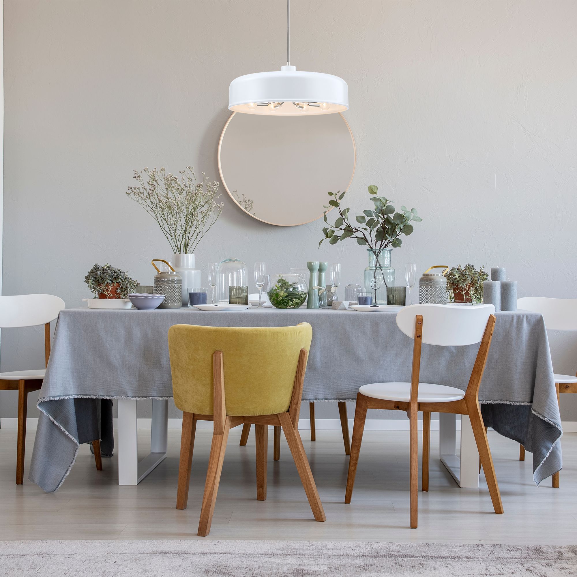 Image 5 Forbidden Springs 60 Watt 8-Light Matte White Down Pendant Light with Shade more views