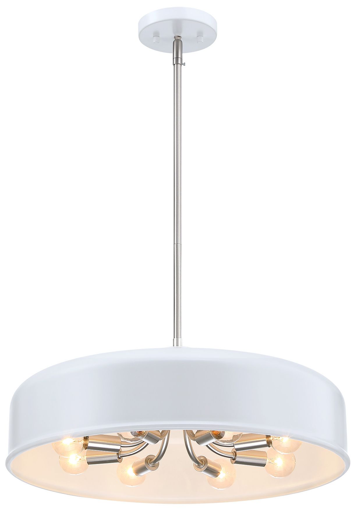 Image 6 Forbidden Springs 60 Watt 8-Light Matte White Down Pendant Light with Shade more views