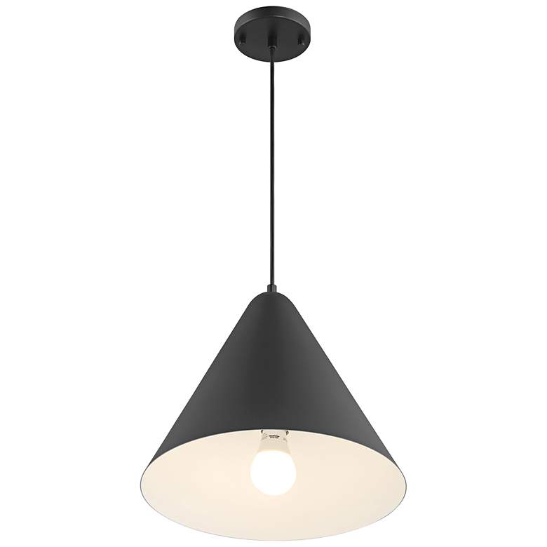 Image 4 Ford 14 1/4" Wide Matte Black LED Pendant Light more views