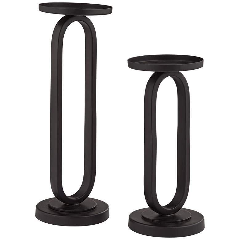 Image 1 Ford Black Oval Body Metal Candle Holders Set of 2