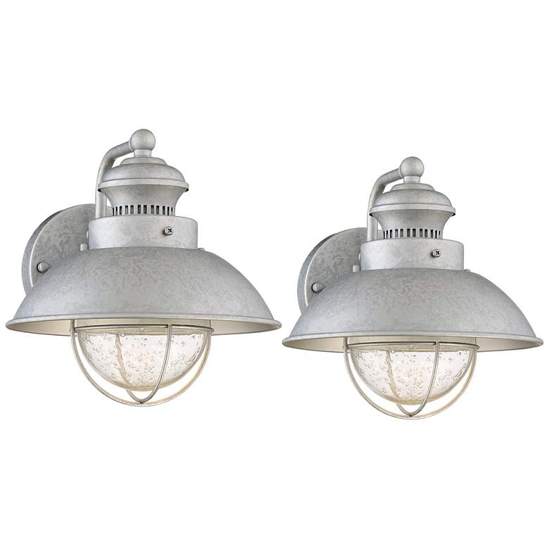 Image 1 Fordham 8 1/2 inch High Galvanized LED Wall Sconce Set of 2