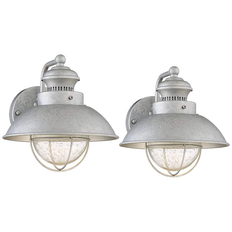 Image 1 Fordham 8 1/2" High Galvanized LED Wall Sconce Set of 2