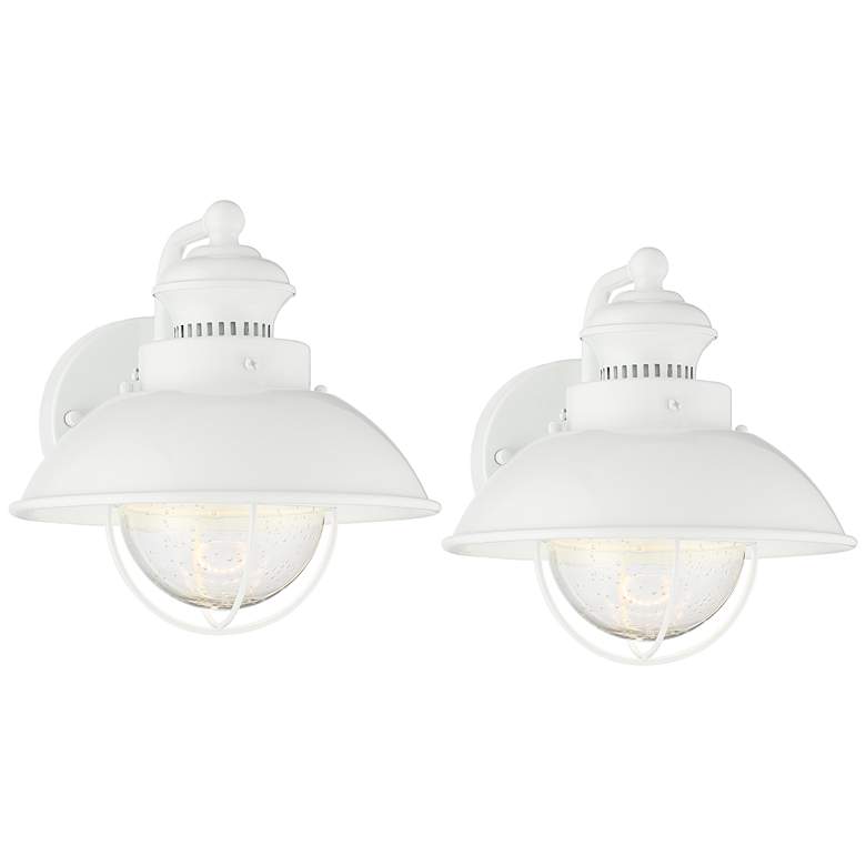 Image 1 Fordham 8 1/4" High White LED Wall Sconce Set of 2