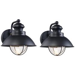Fordham 8&quot; High Black LED Outdoor Wall Light Set of 2