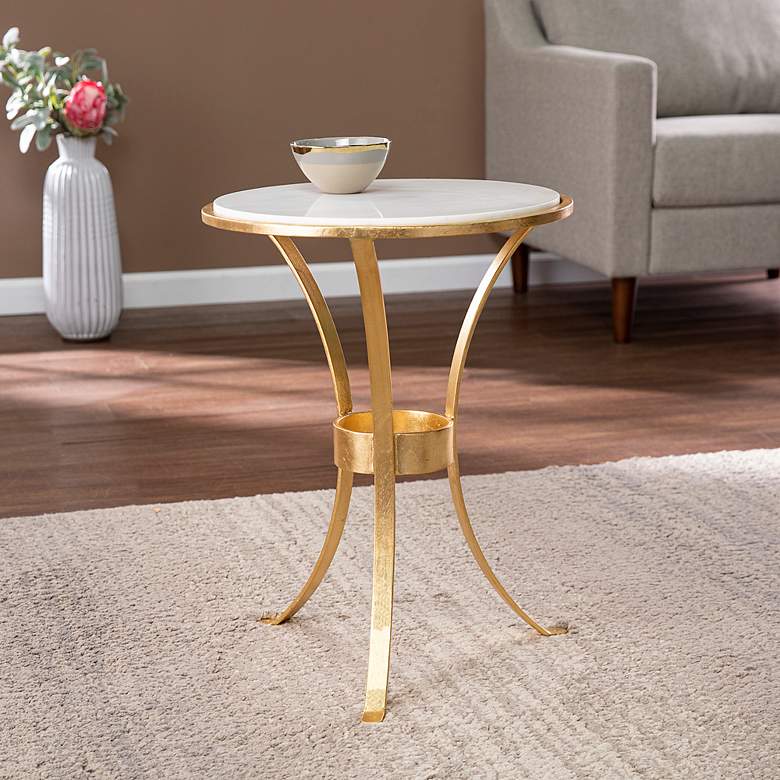 Image 1 Fordoche 17 inch Wide Gold Round Accent Table
