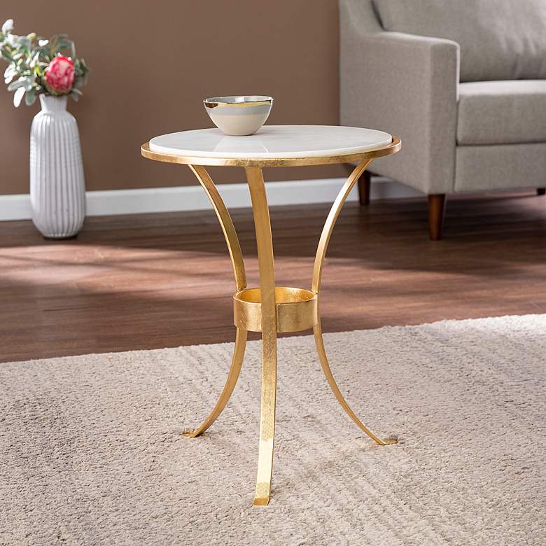Image 1 Fordoche 17" Wide Gold Round Accent Table