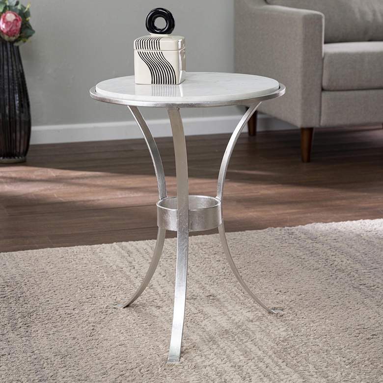 Image 1 Fordoche 17" Wide Silver Round Accent Table
