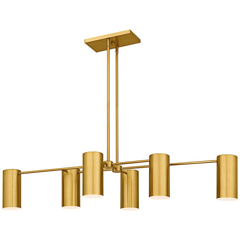 Image 1 Foreland 6-Light Brushed Gold Linear Chandelier
