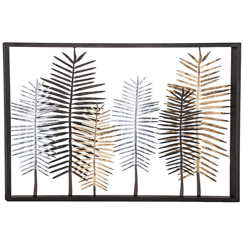 Image 1 Forest 45 inch Wide Modern Iron Framed Leaves Wall Art